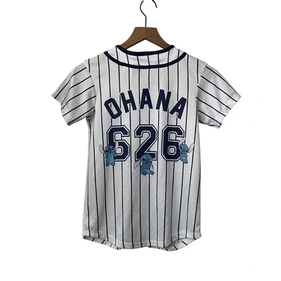 Disney Stitch Baseball Jersey Girls 10/12 Medium 'Ohana - Picture 2 of 6